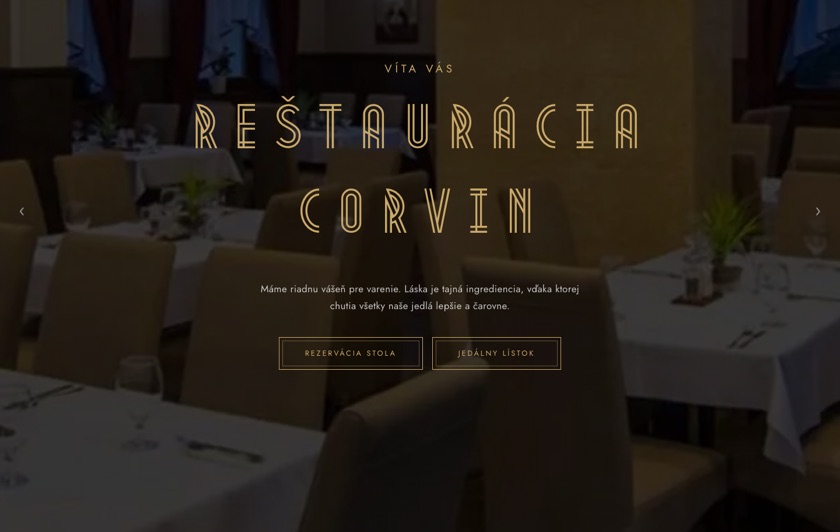 Web reštaurácie a penziónu CORVIN vo Veľkom Mederi — corvinrestaurant.sk