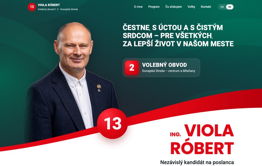 Kampaňová stránka nezávislého kandidáta Ing. Róberta Violu — violarobert.sk